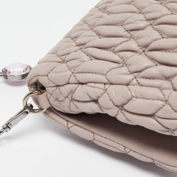 مملوكة مسبقًا Miu Miu Lilac Matelassé Leather Crystals Flap Shoulder Bag