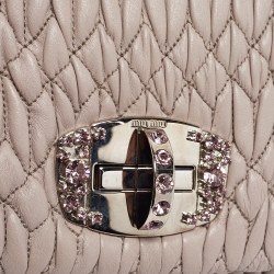 مملوكة مسبقًا Miu Miu Lilac Matelassé Leather Crystals Flap Shoulder Bag