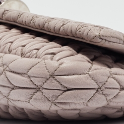 مملوكة مسبقًا Miu Miu Lilac Matelassé Leather Crystals Flap Shoulder Bag