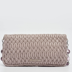 مملوكة مسبقًا Miu Miu Lilac Matelassé Leather Crystals Flap Shoulder Bag