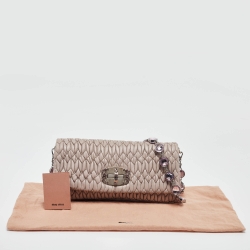 مملوكة مسبقًا Miu Miu Lilac Matelassé Leather Crystals Flap Shoulder Bag