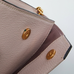 Pre Owned Miu Miu Dusty Pink Leather Crystal Embellished Buckle Flap Chain Clutch