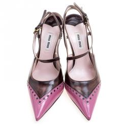 Pre Owned Miu Miu Two Tone Perforted Leather Pointed Toe Sandals Size 36.5