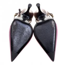 Pre Owned Miu Miu Two Tone Perforted Leather Pointed Toe Sandals Size 36.5