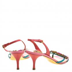 Miu Miu Multicolour Crystal Embellished Strappy Slingback Sandals Size 39