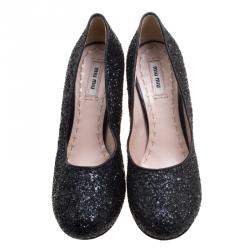 Miu Miu Black Glitter Pumps Size 40