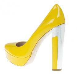مملوكة مسبقًا Miu Miu Yellow Patent Leather Platform Pumps Size 40.5