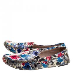 Pre Owned Miu Miu Multicolor Floral Printed Patent Leather Loafers Size 40