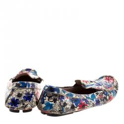 Pre Owned Miu Miu Multicolor Floral Printed Patent Leather Loafers Size 40