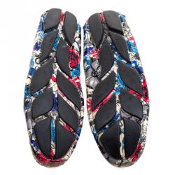 Pre Owned Miu Miu Multicolor Floral Printed Patent Leather Loafers Size 40