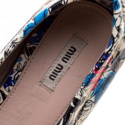Pre Owned Miu Miu Multicolor Floral Printed Patent Leather Loafers Size 40