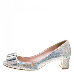 Miu Miu Silver Sequin Bow Pumps Size 38