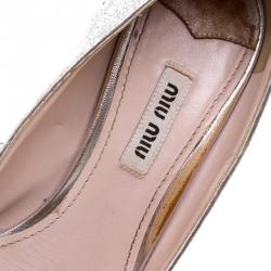 Miu Miu Silver Sequin Bow Pumps Size 38