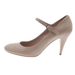 Pre Owned  Miu Miu Beige Patent Mary Jane Pumps Size 42