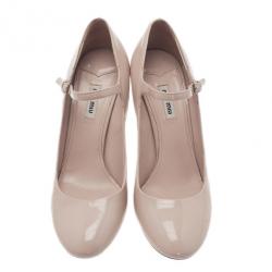 Pre Owned  Miu Miu Beige Patent Mary Jane Pumps Size 42