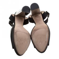 Miu Miu Black Satin Crystal Embellished Block Heel Ankle Strap Sandals Size 40