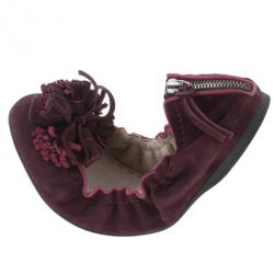 مملوكة مسبقًا Miu Miu Purple Suede Flower Ballet Flats Size 41