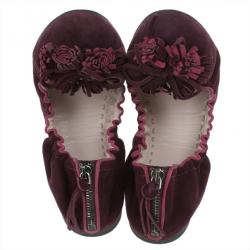Miu Miu Purple Suede Flower Ballet Flats Size 41