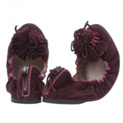 مملوكة مسبقًا Miu Miu Purple Suede Flower Ballet Flats Size 41