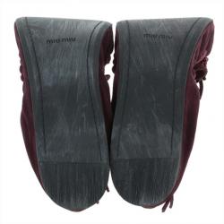 مملوكة مسبقًا Miu Miu Purple Suede Flower Ballet Flats Size 41