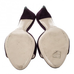 مملوكة مسبقًا Miu Miu Purple Suede Crystal Embellished Slides Size 37.5