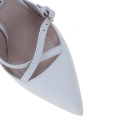 Miu Miu White Leather Pointed Toe Metal Heel D'Orsay Pumps Size 36.5