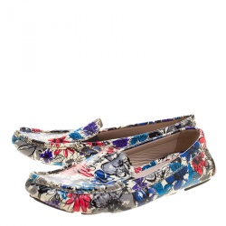 Miu Miu Multicolor Floral Printed Patent Leather Loafers Size 36