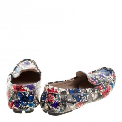 Miu Miu Multicolor Floral Printed Patent Leather Loafers Size 36