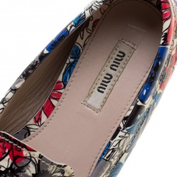 Miu Miu Multicolor Floral Printed Patent Leather Loafers Size 36