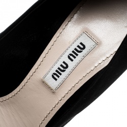 Miu Miu Black Satin Crystal and Pearl Embellished Pointed Toe Pumps Size 37