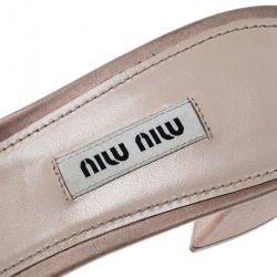 Miu Miu Beige Satin Crystal Embellished Peep Toe Block Heel Slides Size 39