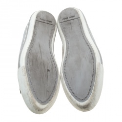 مملوكة مسبقًا Miu Miu Grey Suede Cap Toe Sneakers Size 40