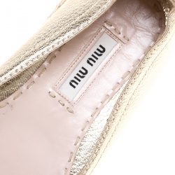 Miu Miu Metallic Gold Leather Platform Espadrilles Size 36