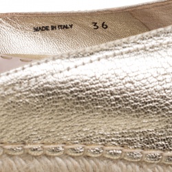 Miu Miu Metallic Gold Leather Platform Espadrilles Size 36