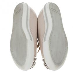 مملوكة مسبقًا Miu Miu Nude Patent Leather Jewel Studded Cap Toe Sneakers Size 38