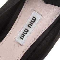 Miu Miu Black Suede Crystal Embellished Peep Toe Pumps Size 36.5