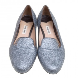 Pre Owned حذاء سموكينغ سليبرز ميو ميو جلد برتقالي لامع مرصع كريستال مقاس 38.5