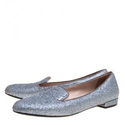 Pre Owned حذاء سموكينغ سليبرز ميو ميو جلد برتقالي لامع مرصع كريستال مقاس 38.5