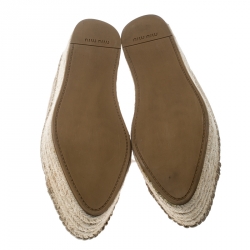 مملوكة مسبقًا Miu Miu Beige Suede Espadrille Platform Sneakers Size 38