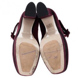 Pre Owned Miu Miu Magenta Suede Mary Jane Platform Pumps Size 37