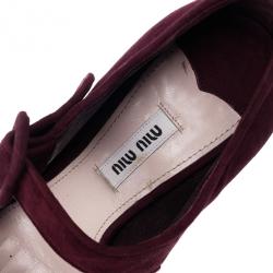 Pre Owned Miu Miu Magenta Suede Mary Jane Platform Pumps Size 37