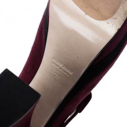 Pre Owned Miu Miu Magenta Suede Mary Jane Platform Pumps Size 37