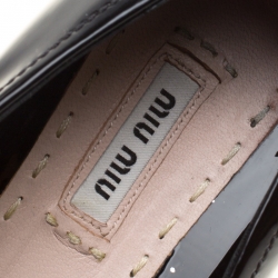 Pre Owned Miu Miu Black Patent Leather Metal Cap Toe Platform Slip On Sneakers Size 41