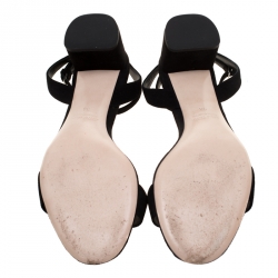 Miu Miu Black Suede Ankle Strap Open Toe Sandals Size 38