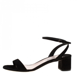 Miu Miu Black Suede Ankle Strap Open Toe Sandals Size 38