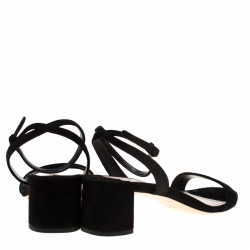 Miu Miu Black Suede Ankle Strap Open Toe Sandals Size 38