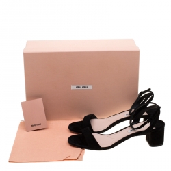 Miu Miu Black Suede Ankle Strap Open Toe Sandals Size 38