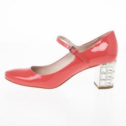 Pre Owned Miu Miu Coral Patent Mary Jane Pumps Size 37.5
