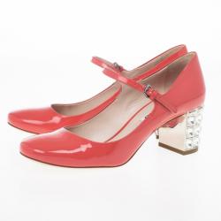 Pre Owned Miu Miu Coral Patent Mary Jane Pumps Size 37.5
