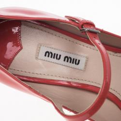 Pre Owned Miu Miu Coral Patent Mary Jane Pumps Size 37.5